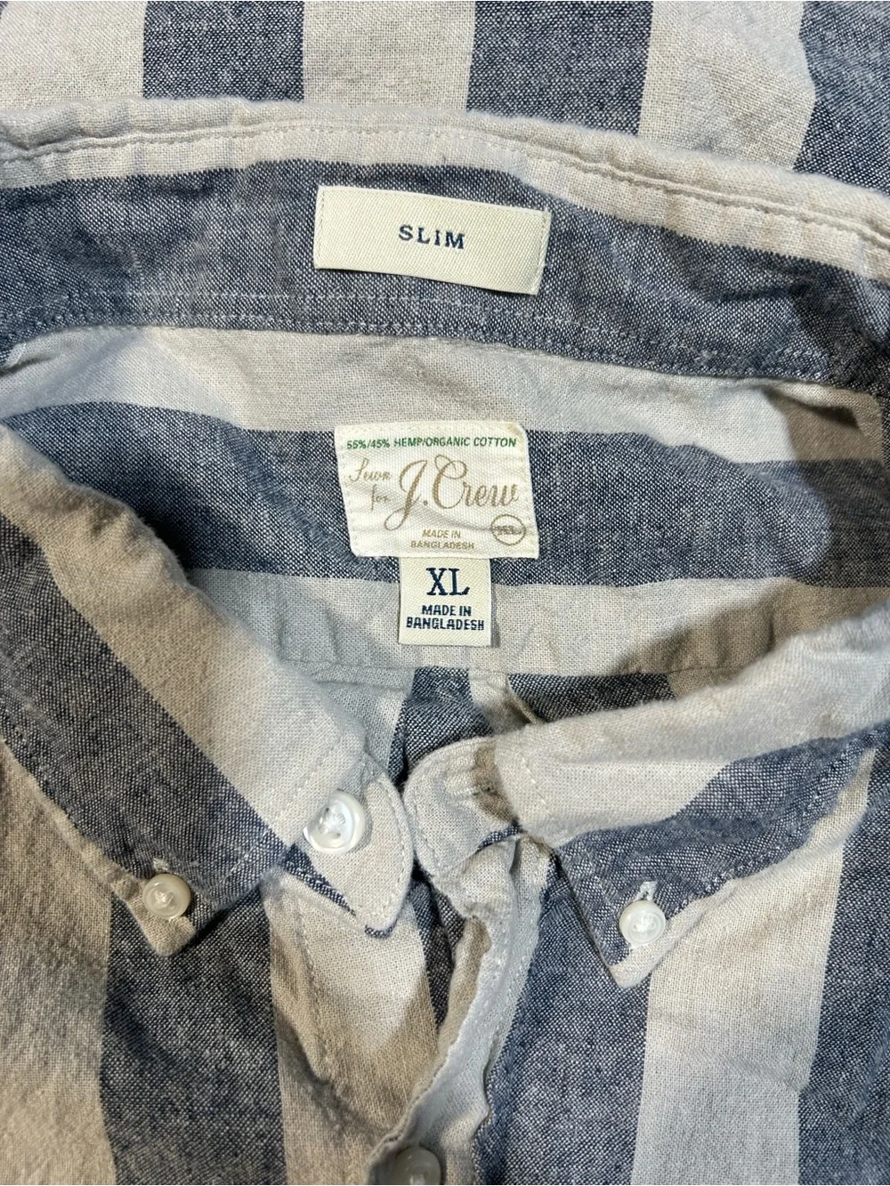 J. Crew Blue Gray Vertical Stripe Short-Sleeve Button-Down Shirt
